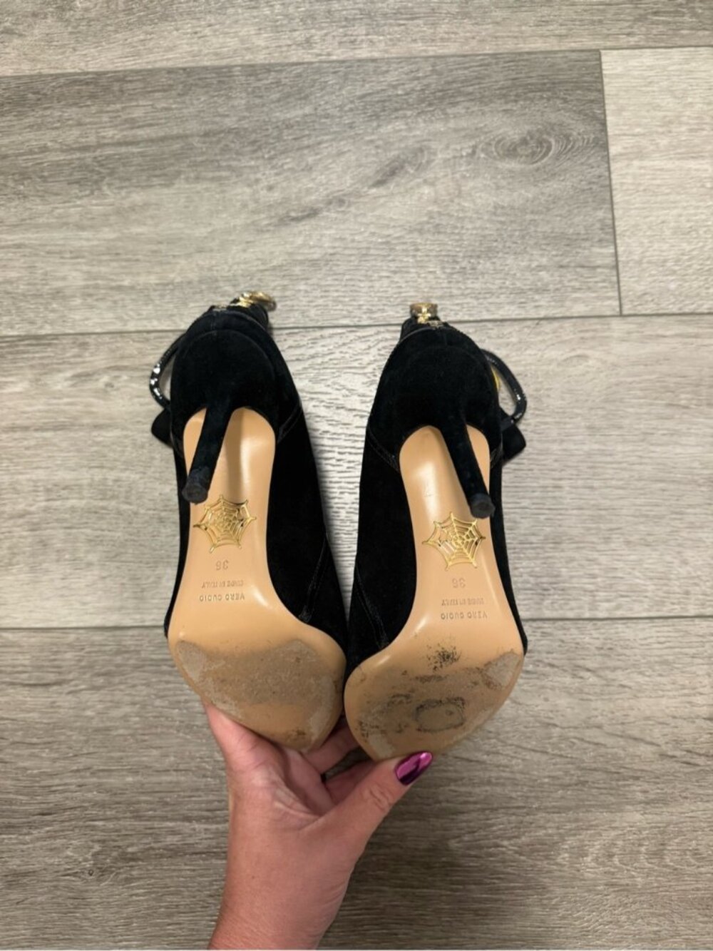 Charlotte Olympia Suede Boots black Lucinda pointed toe heeled boots size 36 - Picture 8 of 11
